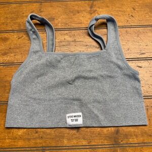 Steve‎ Madden Women Sporty Seamless Ribbed Crop sports bra Gray Size L